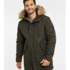 Threadbare Khaki Faux Fur Trim Hooded Parka Jacket