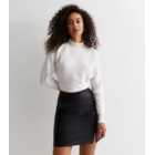Tall Black Leather-Look Split Hem Mini Skirt