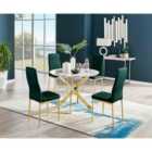 FurnitureBox Novara Marble Dining Table and 4 Green Chairs