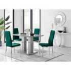 Furniture Box Imperia 4 Grey Dining Table and 4 Green Velvet Milan Chairs