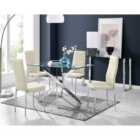 Furniture Box Leonardo 4 Table and 4 Cream Velvet Milan Chairs
