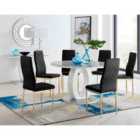 Furniture Box Giovani Round Grey Large 120Cm Table and 6 Black Velvet Milan Gold Leg Chairs