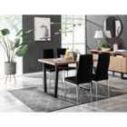 Furniture Box Kylo Brown Wood Effect Dining Table and 4 Black Velvet Milan Chairs