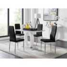 Furniture Box Giovani 4 Grey Dining Table and 4 Black Velvet Milan Chairs