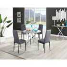 Furniture Box Novara Dining Table, 4 Grey Black Leg Chairs