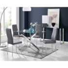 Furniture Box Leonardo 4 Table and 4 Grey Velvet Milan Chairs