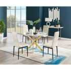 Furniture Box Novara Marble Dining Table and 4 Cream Chairs