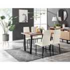Furniture Box Kylo Brown Wood Effect Dining Table and 4 Cream Velvet Milan Black Leg Chairs