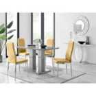Furniture Box Imperia 4 Grey Dining Table and 4 Mustard Velvet Milan Chairs