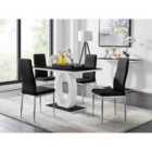 Furniture Box Giovani 4 Black Dining Table and 4 Black Velvet Milan Chairs