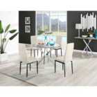 FurnitureBox Novara Grey Dining Table & 4 Cream Chairs