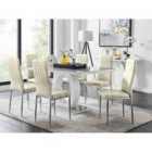 Furniture Box Giovani 6 Grey Dining Table and 6 Cream Velvet Milan Chairs