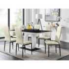 Furniture Box Giovani 6 Black Dining Table and 6 Cream Velvet Milan Black Leg Chairs