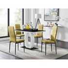 Furniture Box Giovani 4 Black Dining Table and 4 Mustard Velvet Milan Black Leg Chairs