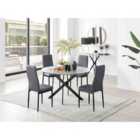 Furniture Box Novara Grey 120cm Dining Table, 4 Grey Chairs