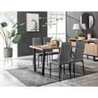 Furniture Box Kylo Brown Wood Effect Dining Table and 4 Grey Velvet Milan Black Leg Chairs