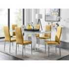 Furniture Box Giovani 6 Grey Dining Table and 6 Mustard Velvet Milan Chairs