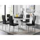 Furniture Box Giovani 6 Grey Dining Table and 6 Black Velvet Milan Chairs