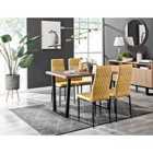 Furniture Box Kylo Brown Wood Effect Dining Table and 4 Mustard Velvet Milan Black Leg Chairs
