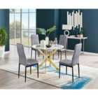 FurnitureBox Novara Marble Dining Table and 4 Grey Chairs