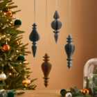 Pack of 4 Green and Gold Paper Finial Hanging Decorations