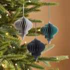 Pack of 3 Navy Onion Paper Hanging Decorations
