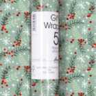 Green Floral Christmas Gift Wrap Roll 5m
