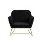 LPD Furniture Charles Armchair Black Velvet and Brushed Gold