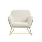 LPD Furniture Charles Armchair Cream Velvet and Brushed Gold