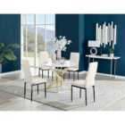FurnitureBox Novara White Round Dining Table, 4 Cream Chairs
