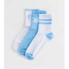 3 Pack Blue and White Ribbed Tube Socks