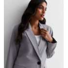 Grey Textured Long Sleeve Blazer