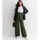 Maternity Khaki Textured Belted Trousers