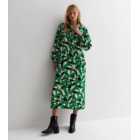 Tall Green Geometric Print Puff Sleeve Midaxi Dress