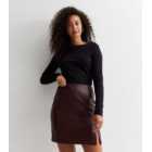 Tall Burgundy Leather-Look Split Hem Mini Skirt