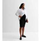 Mamalicious Maternity Black Jersey Ruched Midi Skirt
