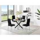 FurnitureBox Novara Grey/Black Dining Table & 4 Black Chairs
