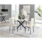 Furniture Box Novara Round Dining Table and 4 Cream Chairs