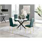 FurnitureBox Novara White Dining Table and 4 Green Chairs