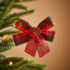 Tartan Fabric Bow With Clip Christmas Decoration
