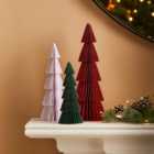 Pack of 3 Red and Green Paper Trees Mantle Decorations