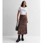 Brown Animal Print Bias Cut Midaxi Skirt