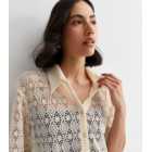 Off White Crochet 1/2 Sleeve Shirt