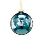 Navy Christmas Bauble with Silver Reindeer