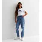 Girls Blue Ripped Relaxed Fit Moira Mom Jeans
