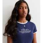 Girls Bright Blue Alaska Logo Ringer T-Shirt