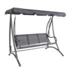 Charles Bentley 3 Seater Outdoor Swing Seat Bench Chair Hammock w/ Canopy -Grey