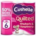 Cushelle Quilted Raspberry & Rhubarb 50% Longer Toilet Rolls 6 per pack