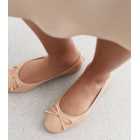 Pale Pink Patent Square Toe Bow Ballerina Pumps