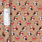 Penguin Kraft Christmas Gift Wrap Roll 5m
